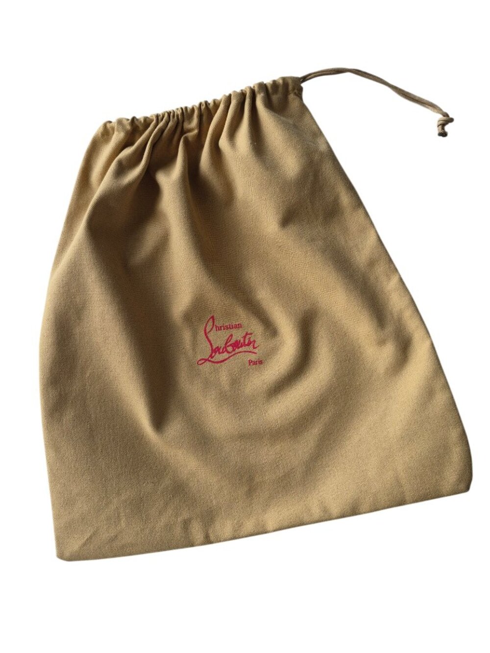 Christian Louboutin Dustbag Storage Bag Accessories Tan/ Red logo 15.5" x 13.75
